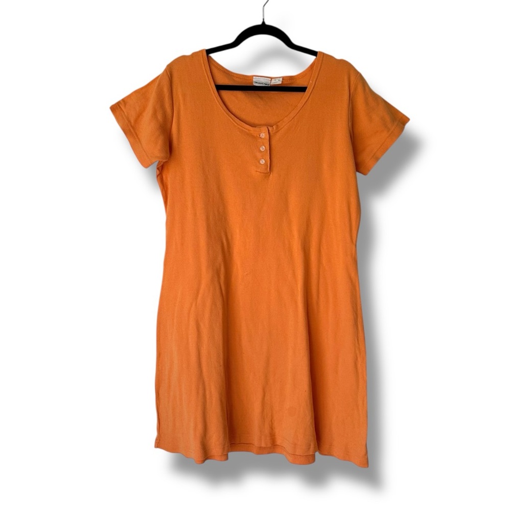 Newport News Vintage 90s 100% Cotton Short Sleeve Casual Mini Dress Lg Orange